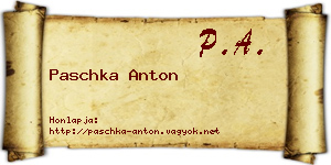Paschka Anton névjegykártya